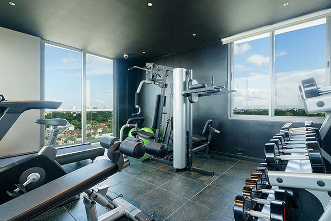 Fitness center and modern workout equipment at Abantu Hotel in Mikocheni, Dar es Salaam.